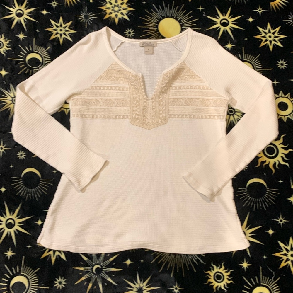 Lucky Brand Embroidered Henley Thermal